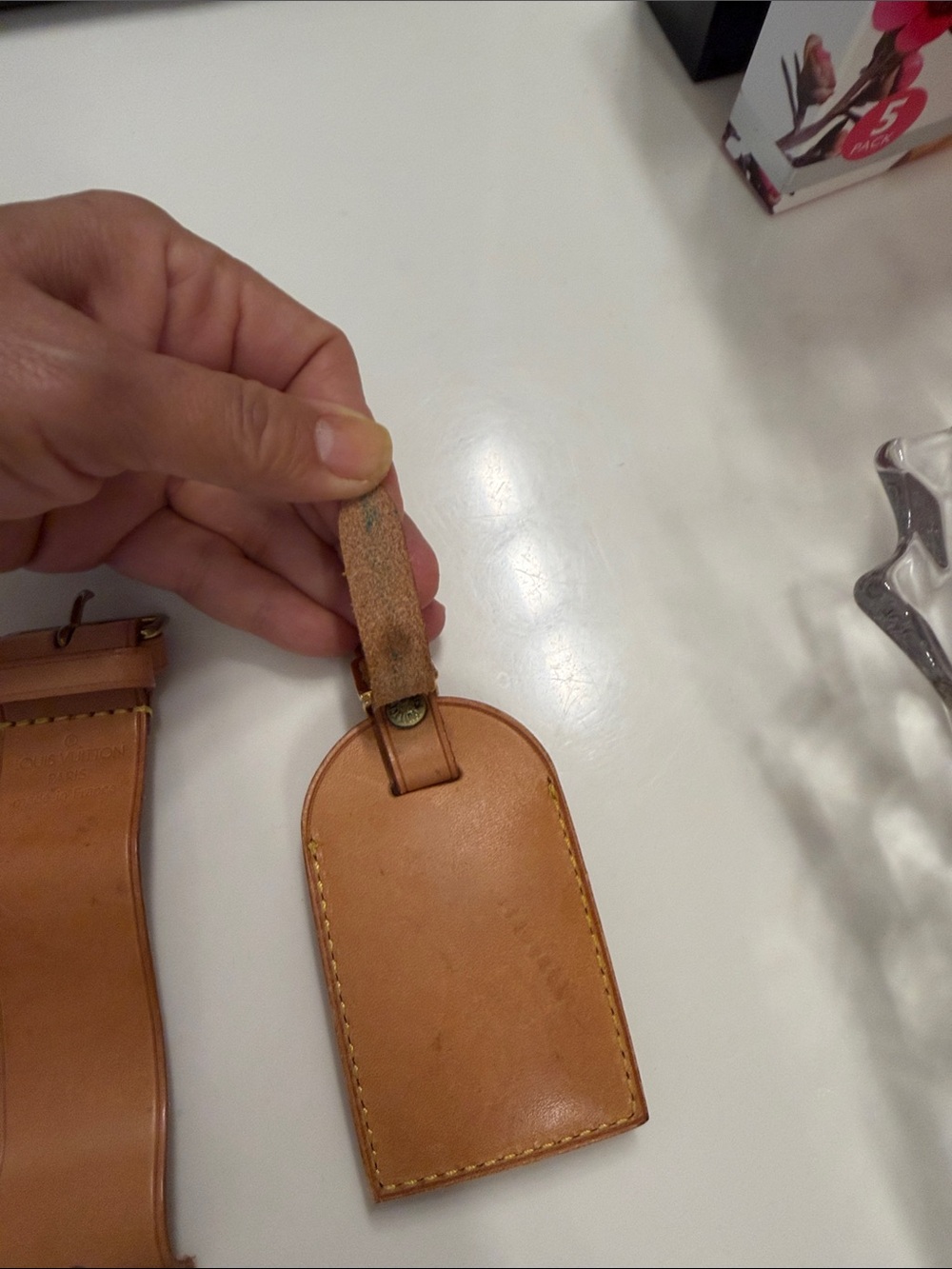 Louis Vuitton Tan Leather Luggage Tag with Padlock - 3 items ! - Picture 11 of 15